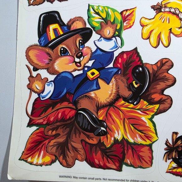 Thanksgiving Fall Window Clings Turkey Scarecrow Mouse Squirrel Reusable autumn - Picture 4 of 6